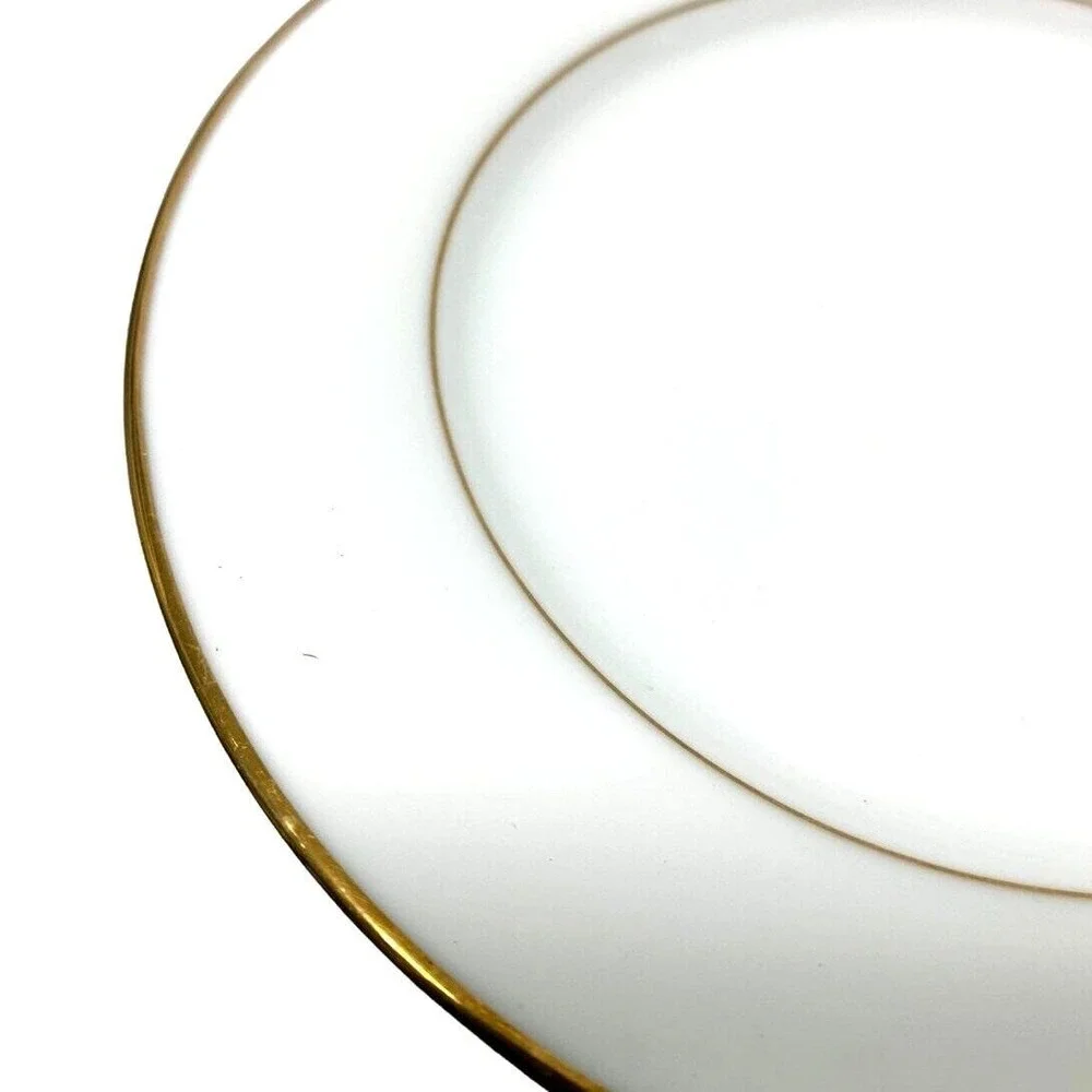 Vintage Noritake China‎ Dessert Plate Dawn 5930 White Goldtone Trim